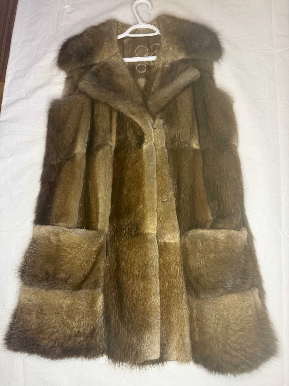 Young of Heart garment made in Canada Brown Muskrat & Leather Fur Coat Jacket
